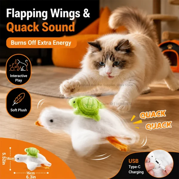 motorized realistic duck with quacking sounds and flapping wings