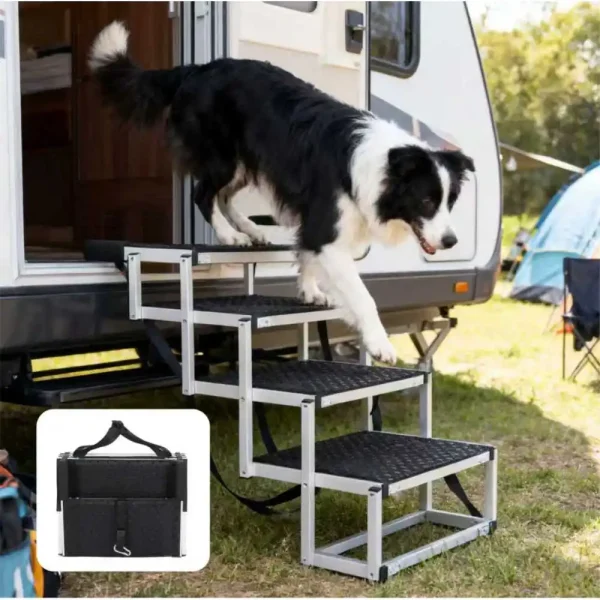 4-step Folding Dog Steps Aluminum Loads up to 250 lbs